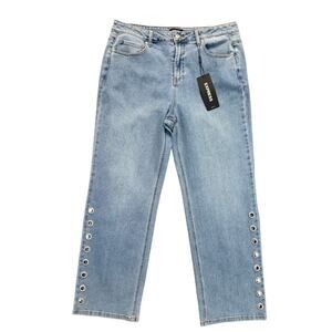 Express Mid Rise Straight Grommet Jeans Size 12 NWT